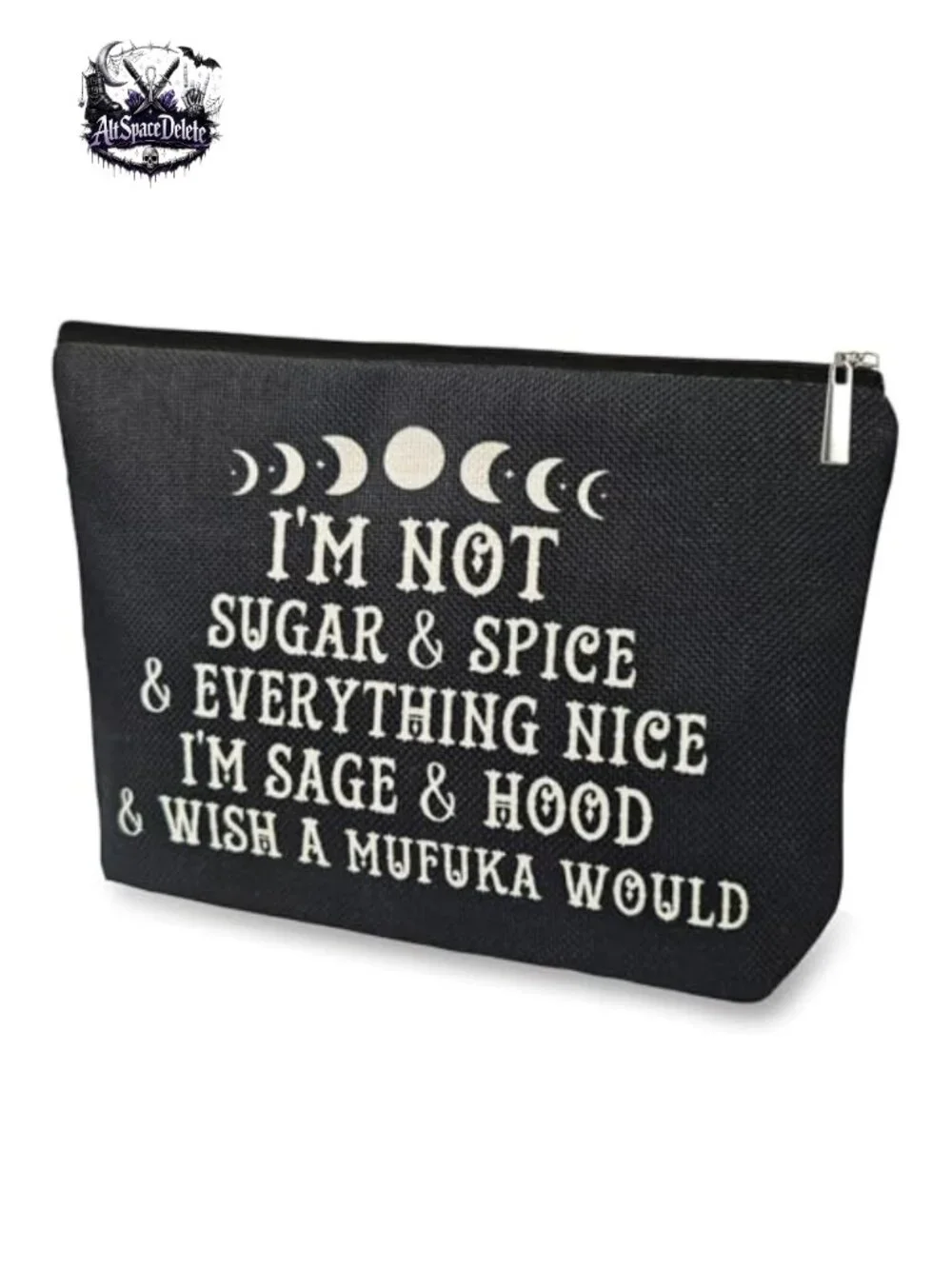 Goth Witchy Makeup Bag Linen Zip Cosmetic Case Sun Moon Astrology